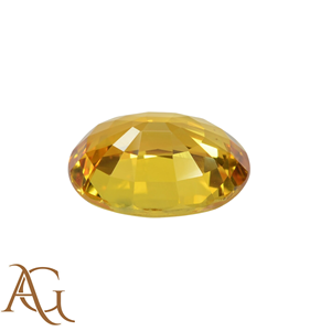 พลอยแซฟไฟร์สีเหลืองธรรมชาติ รูปทรงวงรี เจียระไนแบบเหลี่ยม สำหรับทำเครื่องประดับ อัญมณีแท้ รับรองคุณภาพ ขายส่ง - Product Image 3