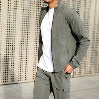 Blouson d'aviateur 85% polyamide 15% élasthanne olive entièrement personnalisé avec poignets zippés graphite pour hommes blouson d'aviateur tissé utilitaire pour hommes