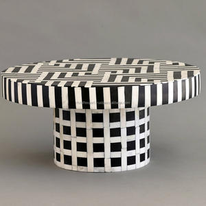 Handmade Bone Inlay Cake Stand with Flower Leaf Sky Blue Pattern Cake Stand/bone Inlay Cake Stand - Product Image 2