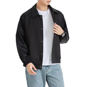Dernière veste de loisirs élégante pour hommes, coupe-vent, manches en simili cuir, veste bomber classique, veste imperméable personnalisée - Product Image 5