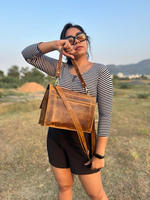 Sac à main en cuir véritable Crunch véritable fait à la main Sac à main en cuir véritable Crunch pour femmes sac à bandoulière en cuir véritable Vintage pour le bureau