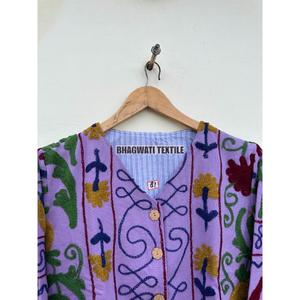 Abrigo Suzani de moda personalizable para mujer, abrigo largo cosido a mano, chaqueta Kimono bordada, tela de algodón tejida - Product Image 4