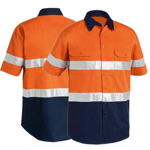 Factory <b>Men</b> 100% Cotton <b>Shirts</b> With Armpit Mesh Reflective Safety <b>Shirt</b> <b>Short</b> <b>Sleeve</b> - Product Image 6