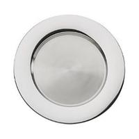 Plaque de chargeur de qualité exclusive bordure en relief conception plateau rond en acier inoxydable clair plat affichage assiette de service par TCD