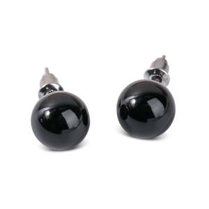 Jeulia Believe in Yourself Round Natural <b>Black</b> Agate Ball <b>Stud</b> <b>Earrings</b> - Product Image 1