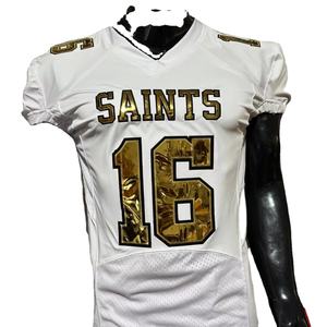 Personalizado uniforme de fútbol americano Pakistán transpirable aparejos de sarga bordado cromo letras personalizadas de talla grande equipo camisetas - Product Image 1