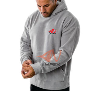 เสื้อฮู้ดสวมหัวสำหรับผู้ชายเสื้อสเวตเชิ้ตสำหรับฤดูหนาวพิมพ์โลโก้แบบกำหนดเองทำจากวัสดุขนแกะยืดหยุ่น - Product Image 2