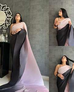 Indian Boutique tradicional exclusiva Faux Georgette Saree elegante nupcial boda fiesta desgaste blusa mujeres niñas Digital impreso - Product Image 1