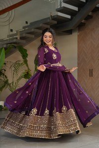 PREMIUM DESIGNER READYMADE ROBE DUPATTA COLLECTIONS Faux Blooming Designer Gown - Product Image 4