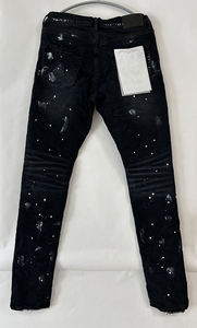 Men's Stacked Distressed <strong>Jeans</strong> Custom Graphic Washed Finish Streetwear <strong>Denim</strong> Pants OEM/ODM <strong>Urban</strong> Fashion Brands - Product Image 4