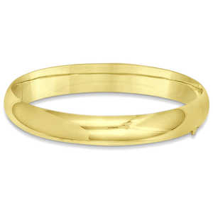 14K Yellow <b>Gold</b> High-Polished Hinged Stackable Wide Fashion Bracelet Elegant <b>Bangle</b> - Product Image 1