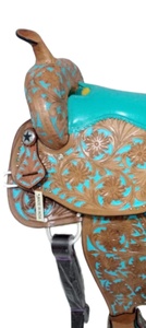 Selle occidentale en cuir pur de course de chevaux anglais de haute qualité fabriquée à la main en cuir véritable Ranch Trail Roping produits indiens - Product Image 3