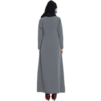 Abaya grise en polyester pour femmes, robe musulmane décontractée ample à manches longues, longueur au sol, respirante, brodée, taille adulte, personnalisable
