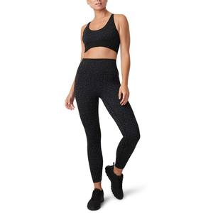 Femmes de haute qualité noir haut court Gym entraînement Yoga ensemble vêtements actifs respirant imprimé Animal dos conception sans couture 2 pièces - Product Image 5