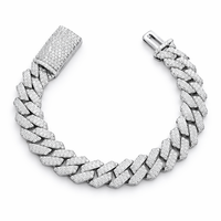 Bijoux Hip Hop Personnalisés 12MM 2 Rangs Moissanite Diamant Unisexe Plaqué Or Argent 925 Chaîne Cubaine Glacée Tendance Bracelets Cadeau