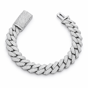 Joyería Hip Hop Personalizada, Cadena Cubana de 12 mm y 2 Filas con Diamantes Moissanite, Chapada en Oro, Plata 925, Pulseras Modernas con Piedras, Regalo Unisex - Product Image 1