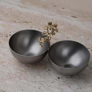 Tazón de cosecha de pétalos, cuenco decorativo de latón pulido para servir frutas, vajilla, ocasión festiva, decoración de mesa, cuenco de acero mate - Product Image 4