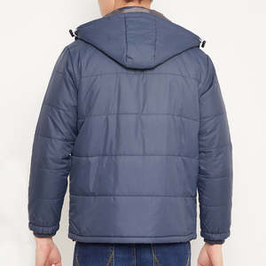 Chaqueta acolchada con cremallera de lona ligera de gran tamaño para hombre de invierno al aire libre impermeable con capucha a prueba de viento logotipo personalizado fábrica a granel - Product Image 3