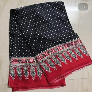 Nuevo Sari de Seda Gajji Suave y Pura con Diseño Ajrakh Bandhej, Elegante Sari Indio para Mujer, en Existencia para Adultos - Product Image 1