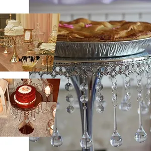 Soporte de postre y pastel de Metal pulido de oro rosa Soporte de postre de vajilla de Metal y cristal de gran tamaño hecho a mano - Product Image 5