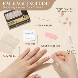 <span class=keywords><strong>Uñas</strong></span> Postizas Cortas Almendradas Ombre de Gel Suave, 32 Piezas, 16 Tamaños, Kit de Manicura Reutilizable, Venta al Por Mayor - Product Image 5