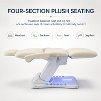 Fauteuil de traitement électrique blanc crème avec base lumineuse LED réglable, télécommande et repose-tête – Équipement de spa moderne