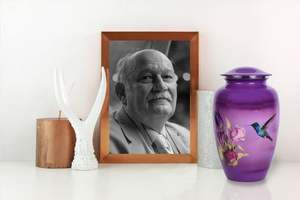 โกศบรรจุอัฐิรูปนกฮัมมิงเบิร์ด (โกศสีม่วงขนาดใหญ่รูปนกฮัมมิงเบิร์ด) โกศสำหรับพิธีศพและเผาศพ ขนาด 200 คิวบิกอินเช่ - Product Image 4