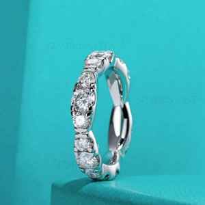 Anillo de Eternidad de Lujo con Moissanita VVS Creada en Laboratorio para Mujer, Corte Brillante, Oro Sólido de 14k, Anillos Modernos de Moda - Product Image 6