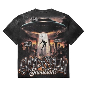 เสื้อยืดไหมพรมปักคริสตัลแบบย้อมสีพิเศษ สไตล์สตรีทแวร์แบรนด์อเมริกา พรีเมียม ทรงโอเวอร์ไซส์ แขนสั้น เป็นมิตรต่อสิ่งแวดล้อม - Product Image 4