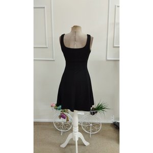 Vestido Corto Modal con Tirantes y Cuello Cuadrado para Mujer, 37142 - Negro - Product Image 5