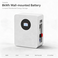 Batterie LiFePO4 51,2V 314Ah montée sur rack 8kWh pour stockage d'énergie domestique, réseau hybride, BMS intelligent, décharge CAN 200A Tianon