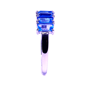 Boda desgaste 14K oro blanco azul Topacio piedras preciosas encanto clásico elegante moda estilo Vintage anillo - Product Image 4