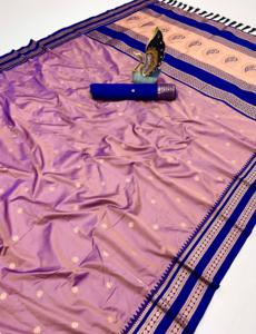 Nouvelle collection de designers : Saree en soie douce multicolore avec tissage Zari, séchage rapide, idéal pour les fêtes, mariages, remises de diplômes, style formel - Product Image 3