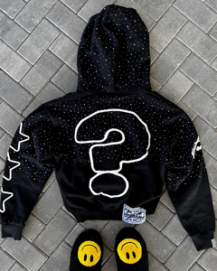 Premium Haute Qualité Hommes Acide Lavé Surdimensionné Hoodies Pierre Lavé Strass Vintage Streetwear Zipper Hoodies OEM Service - Product Image 3