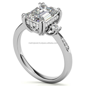 Emerald Cut Moissanite Engagement <b>Infinity</b> Crossover Halo Engagement Anniversary Gift Ring for Women Beautiful Wedding Jewelry - Product Image 6