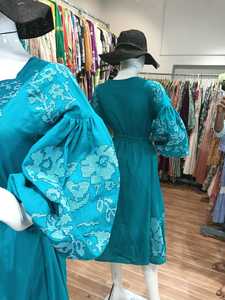 Robes longues élégantes vintage pour femmes, automne 2025, col rond, taille cintrée, lacets, imprimé floral brodé, design maxi pour femmes - Product Image 2