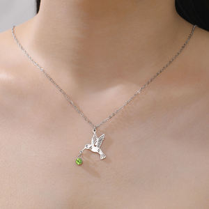 Collier pendentif colibris en argent sterling 925 plaqué or 14 carats avec moissanite, bijou minimaliste, cadeau pour femmes et hommes - Product Image 5