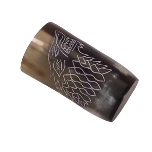 ชุดแฮนด์เมดแกะสลักของแท้ฮอร์นวัวแท้ชุดแก้วยิงหมาป่าถ้วยนอร์ดิกโดยงานฝีมือเสี้ยวงานฝีมือตามธรรมชาติ - Product Image 3