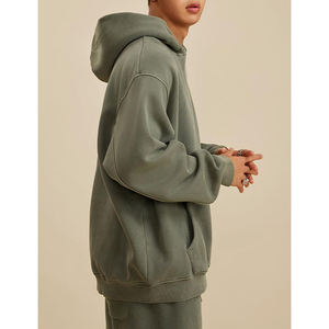 Women Blank Fashion Sun Faded Zipper Acid Washed Hoodie Zip up Anti-pillingbreathablehodies for woman - Product Image 3