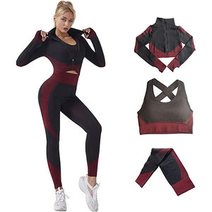 Nouvel ensemble de leggings de yoga et de soutien-gorge de sport taille plus 3 pièces - Respirant et absorbant l'humidité, vêtements de sport pour la salle de sport - Product Image 5
