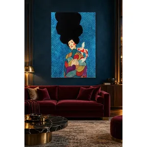Impression sur toile : Femme Fida embrassant un poisson Koi - Product Image 1