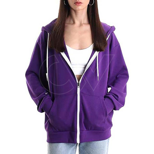 New Design Winter Women's Fleece Zipper-<b>Up</b> Hoodies Front Logo Soft Cotton Polyester Blend Breathable Active Lifestyle Fashion - Product Image 1