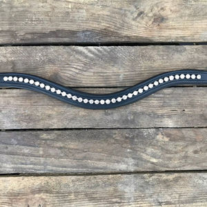 Headstall de cheval Western Portable de haute qualité en cuir noir de qualité supérieure avec bande de front en cristal blanc Produits de cheval de qualité supérieure - Product Image 2