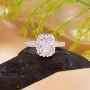 Beautiful Luxury Vintage Wedding Solid 925 <b>Sterling</b> <b>Silver</b> Natural Zircon Cushion Faceted Gemstone Prong <b>Set</b> <b>Rings</b> - Product Image 4