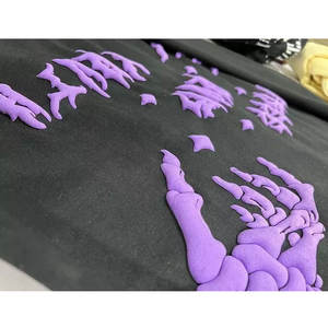 Sweat-shirts à capuche personnalisés en 3D imprimés en relief, vente en gros, poids lourd, GSM, lavés à l'acide, sweat-shirts à capuche OEM, usine, unisexe, délavés - Product Image 2