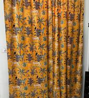 Rideau en velours style vintage jaune moutarde imprimé jungle, draperies de décoration intérieure en coton de luxe, velours de coton style vintage
