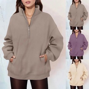 Sudaderas con capucha personalizadas para mujer, ropa de calle informal con cremallera, Jersey deportivo, ropa sin capucha de Color sólido de Hip Hop - Product Image 1