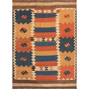 พรมขนสัตว์ทำมือขนาดใหญ่ Nayaab รูปทรงสี่เหลี่ยมผืนผ้า 9x12 ฟุต ลายเรขาคณิตสีแดงส้มคลาสสิก ทอแบบเรียบ สำหรับทางเข้าบ้าน-Paem-990 - Product Image 1