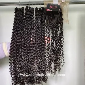 Colore naturale umano vietnamita vietnamita crudo di 2024 prezzo all'ingrosso riccio romantico alla moda dei capelli dal grande fornitore della fabbrica