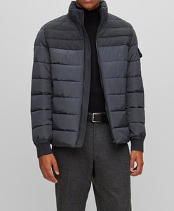 Col roulé pleine fermeture éclair coupe-vent imprimé deux couleurs Style épaule poche à manches longues coupe ample taille bouffante veste pour hommes - Product Image 1